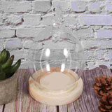 Cloche en verre transparente avec base en bois